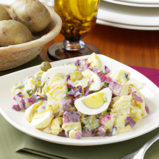 American Potato Salad with Hard-boiled Eggs and Sweet Pickles