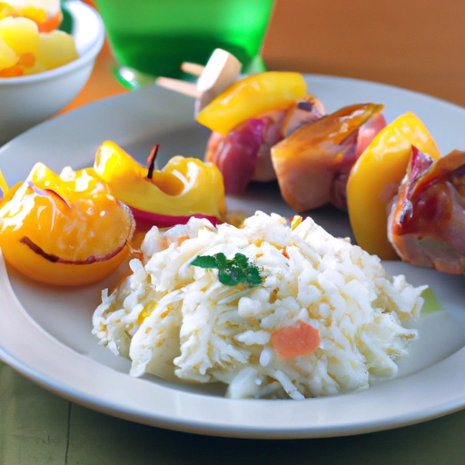 Apricot-glazed Ham Kebobs with Rice
