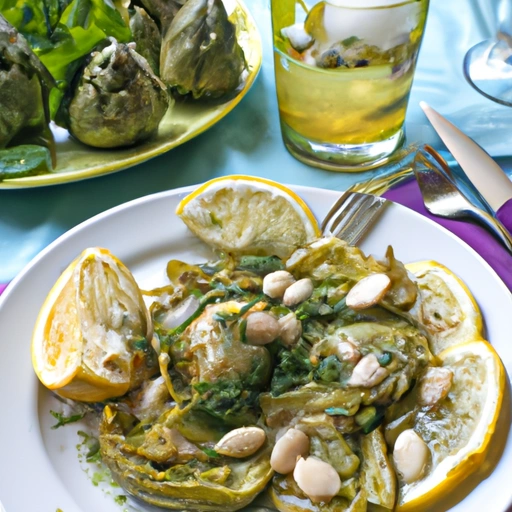 Artichokes topped with Fresh Fava Beans