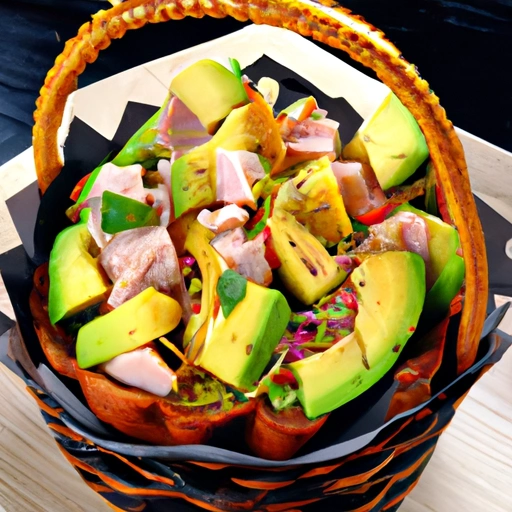 Avocado and Smoked Turkey Salad in a Bread Basket