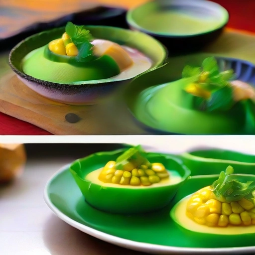 Avocado Flan with Oyster and Corn