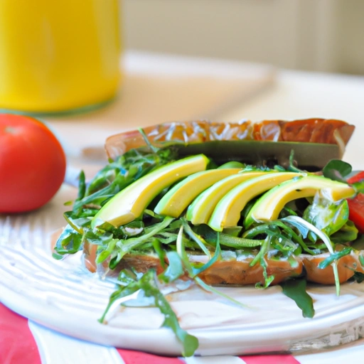 Avocado, Tomato and Arugula Sandwich