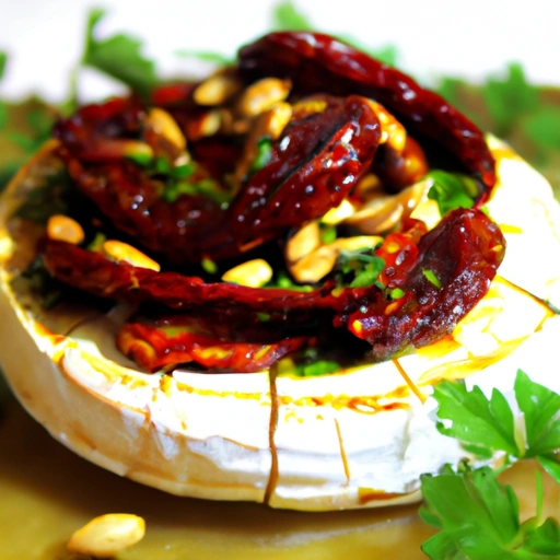 Baked Brie with Sun-dried Tomatoes and Pine Nuts