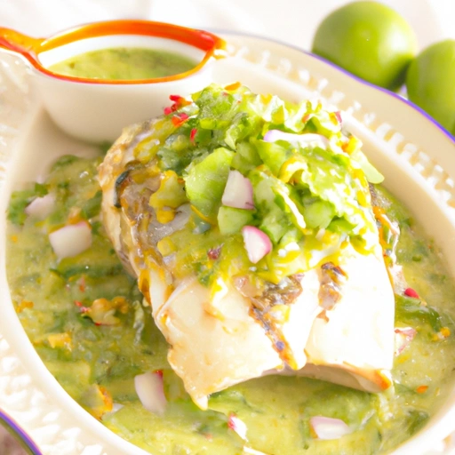 Baked Chilean Sea Bass with Tomatillo Sauce