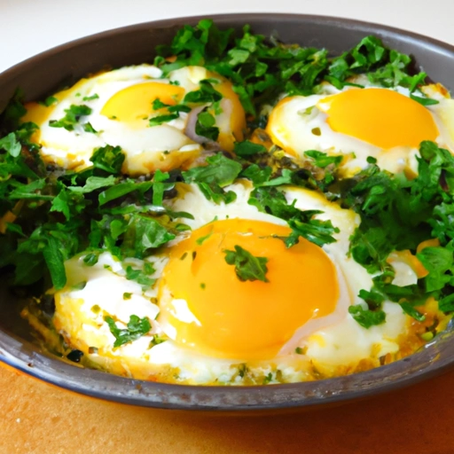Baked Eggs with Fresh Herbs and Goat Cheese