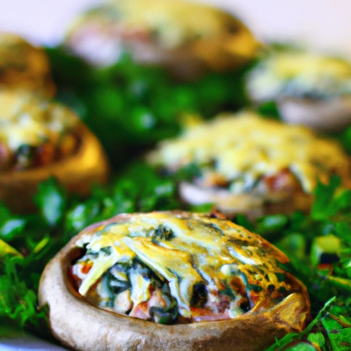 Baked Mushrooms and Ham in a Spinach Crust