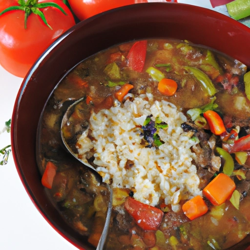 Beefy Vegetable Rice Soup