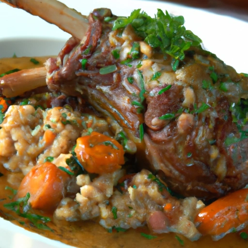 Braised Lamb Shanks with Pearl Barley and Root Vegetables