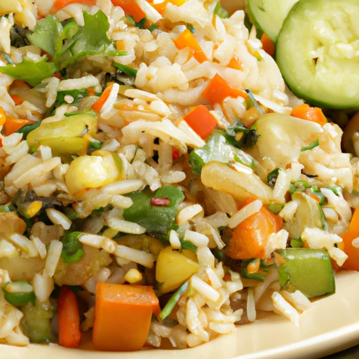 Warzywa smażone na brązowym ryżu i sezamie