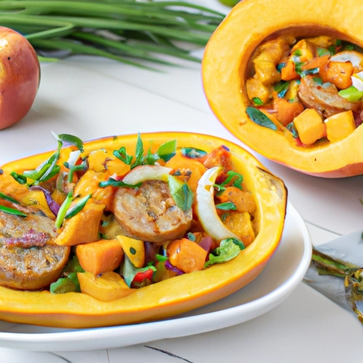 Butternut Squash with Soy “Sausage”