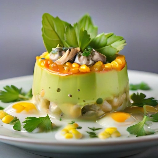 California Avocado Flan with Oyster and Corn