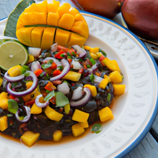 Karaibskie czarne fasolki z salsą z mango