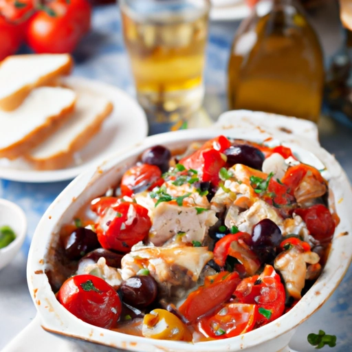 Chicken Casserole with Tomatoes, Olives and Feta
