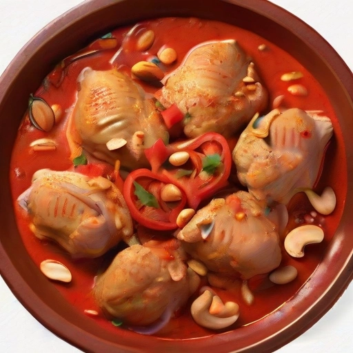 Kurczak w sosie z orzechów ziemnych i pomidorów