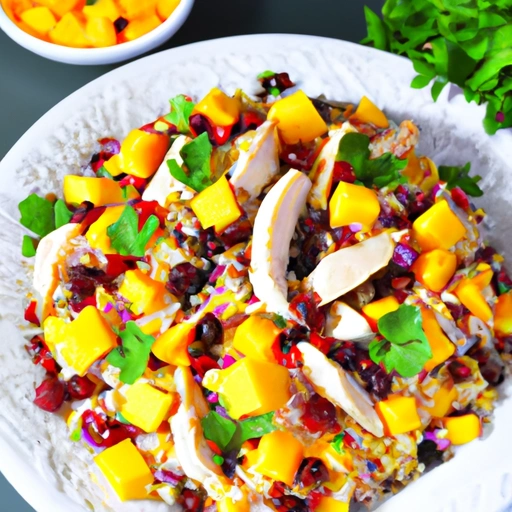 Chicken Rice Salad with Mangos and Cranberries