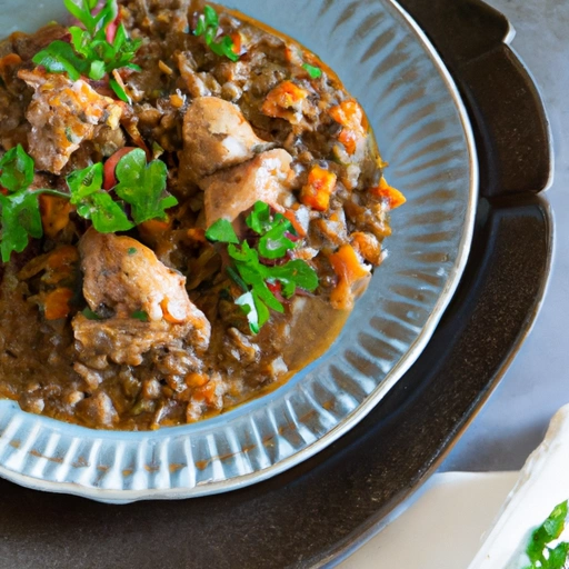 Chicken Thighs with Lentils and Rice