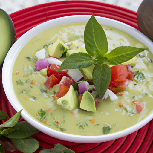Chilled Avocado and Cucumber Soup with Thai Basil and Mint
