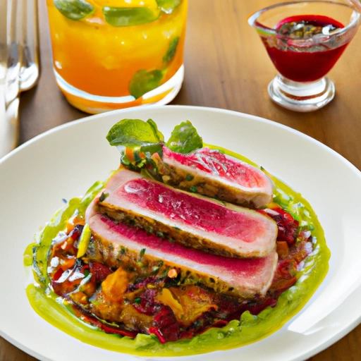 Citrus-seared Tuna with Minted Avocado-Cranberry Relish