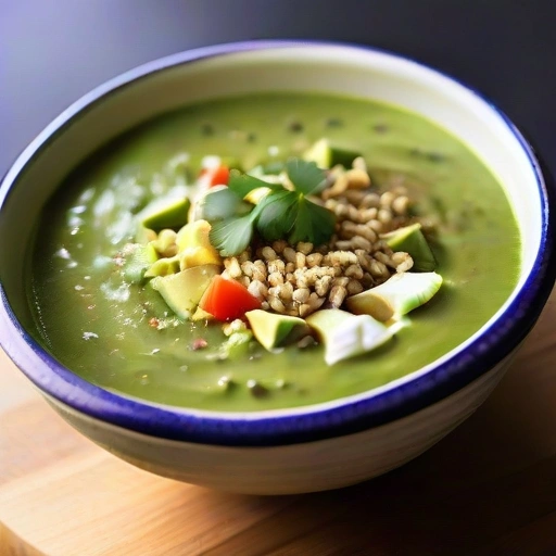 Cold California Avocado, Sesame and Grilled Eggplant Soup