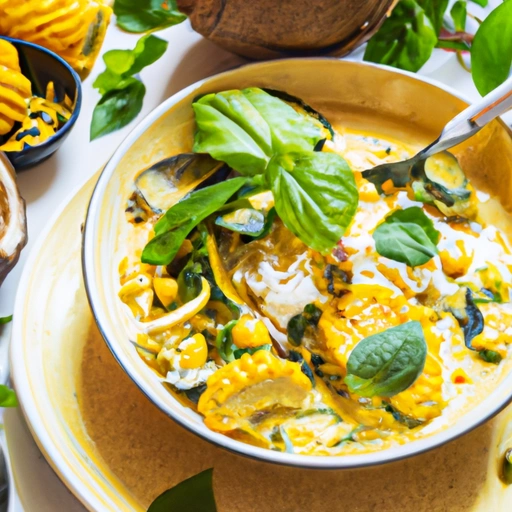 Corn and Squash Simmered in Coconut Milk withThai Basil