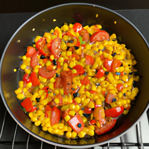 Smażone kukurydze i pomidory