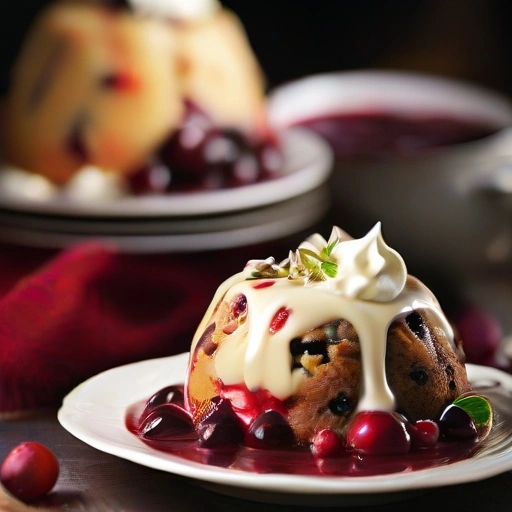 Cranberry Christmas Pudding and Sauce
