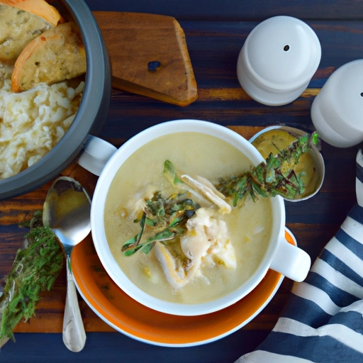 Kremowa zupa z kurczakiem i ryżem