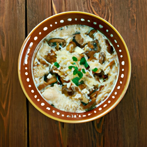 Cremini Mushroom and Roasted Garlic Rice Soup