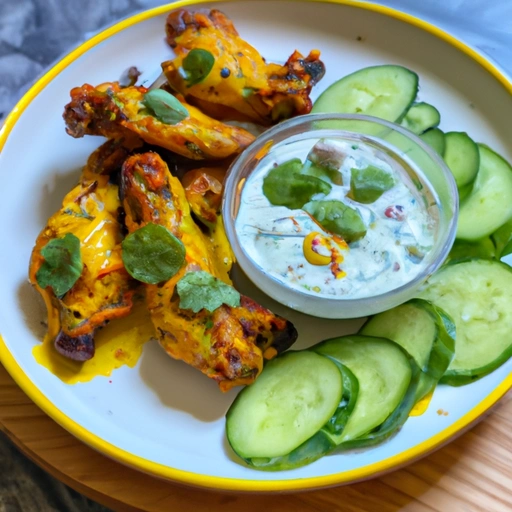 Crisp Curry Chicken Wings with Coriander Cucumber Sauce