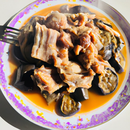 Eggplant Stew with Ham and Fish
