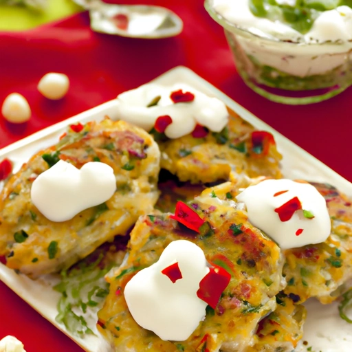 Fava Bean Cakes with Diced Red Peppers and Yogurt