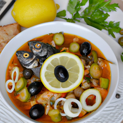 Fish Soup with Onions, Cucumbers and Tomatoes