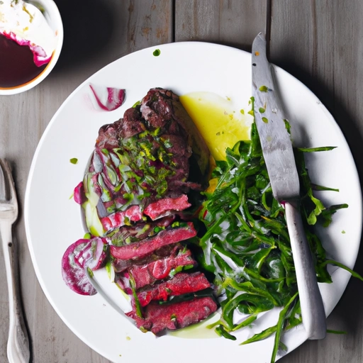 Flank Steak with Red Wine Vinegar and Greens