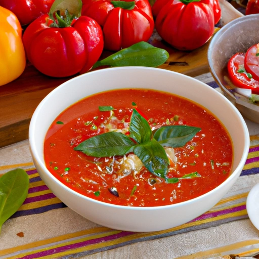 Świeża zupa z pieczonych pomidorów i papryki