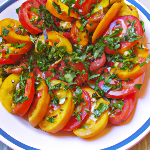 Świeży sałatka pomidorowa z sosem ziołowym