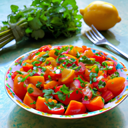 Świeży sałatka pomidorowa z konserwowanym cytryną