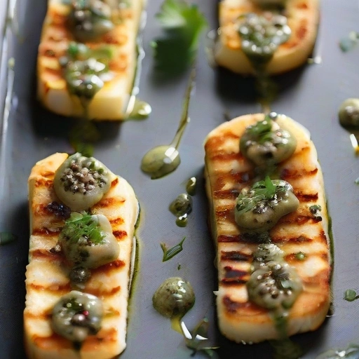 Fried Halloumi Cheese with Lime and Caper Vinaigrette