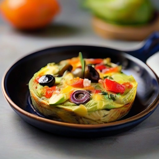 Frittata with Avocado, Roasted Peppers, Olives and Feta