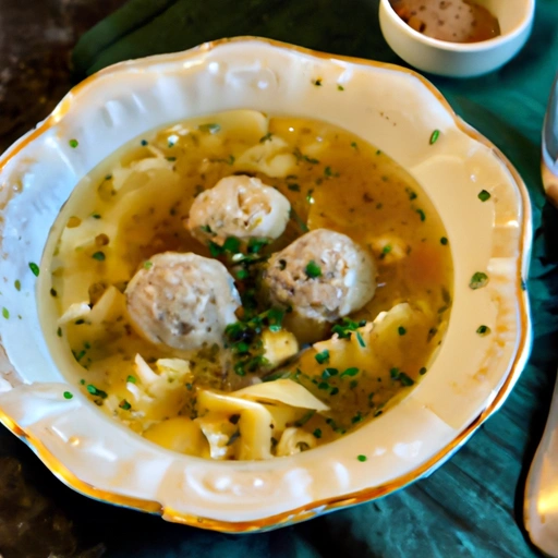 German Egg Noodle and Meatball Soup