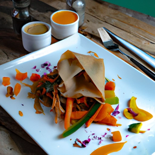 Ginger Crêpes with Roasted Vegetables and Piquant Orange Sauce