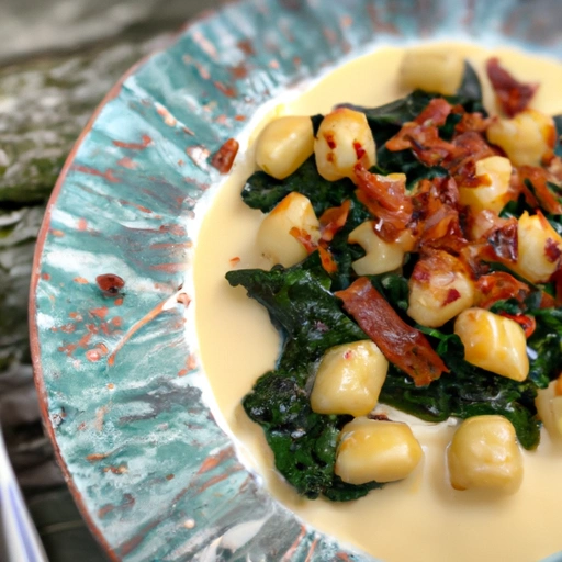 Gnocchi with Soy “Bacon” on Chard