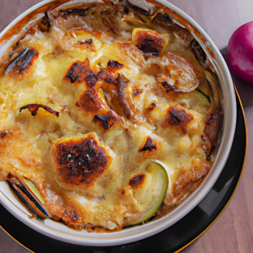 Gratin z jabłek, cebuli i Gruyère