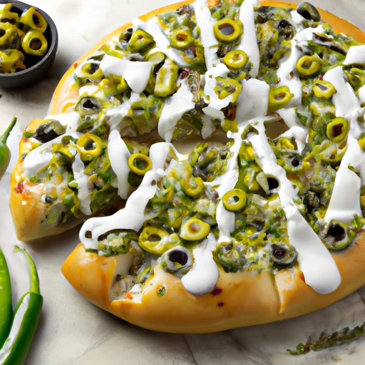 Pizza z zielonymi oliwkami i zielonym pieprzem