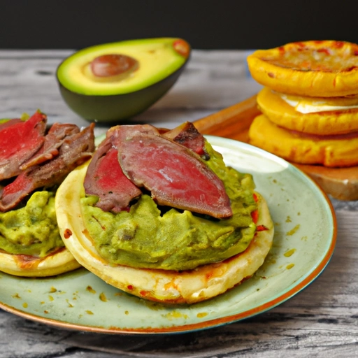 Grilled Avocado and Steak Arepas with Avocado Cream