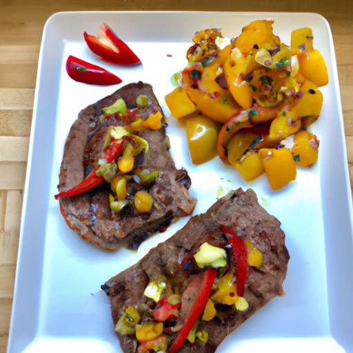 Grilled Beef Steaks with Peppery Peach Salsa