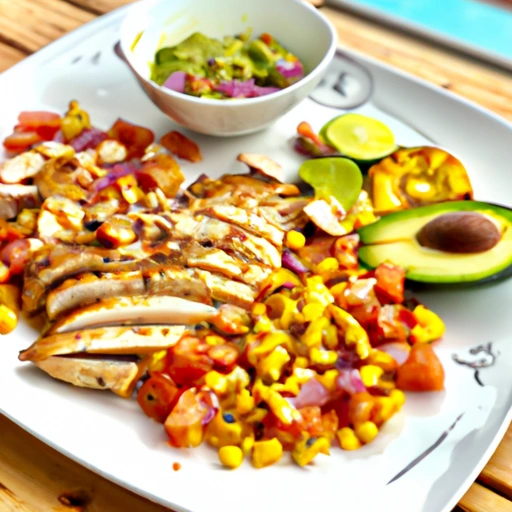 Grilled Chicken with Avocado, Tomato, and Corn Salsa