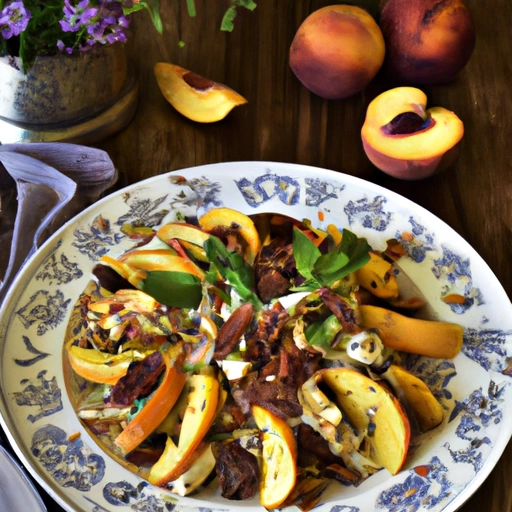 Grilled Peach Slaw with Pecans and Mint