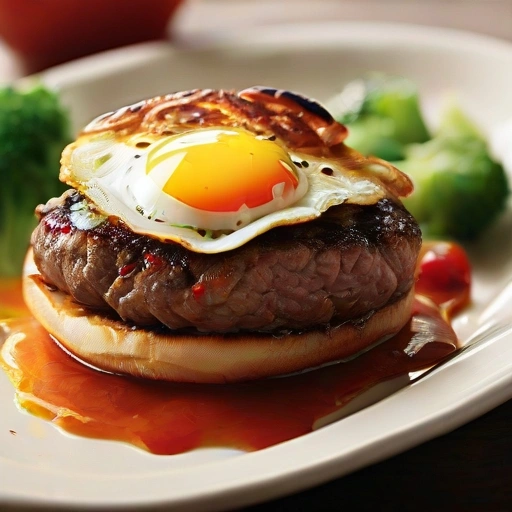 Ground Beef Burger with a Fried Egg