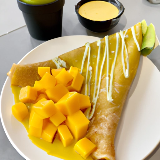 Honeyed Avocado Crêpes with Mango Sauce