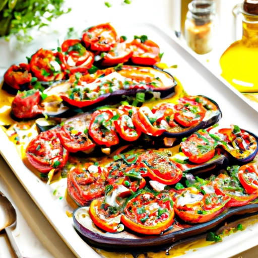 Japanese Eggplants with Garlic, Olive Oil and Tomatoes